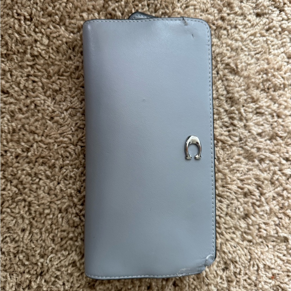coach skinny wallet - grey blue
